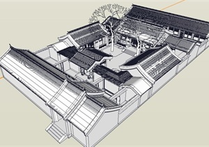 四合院住宅设计SU(草图大师)模型