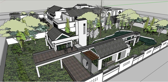 中式民居建筑群设计su模型