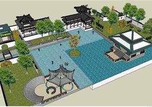 古典庭院景观设计SU(草图大师)模型