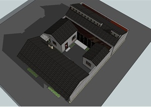 四合院民宿住宅楼设计SU(草图大师)模型