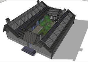 四合院住宅建筑SU(草图大师)模型