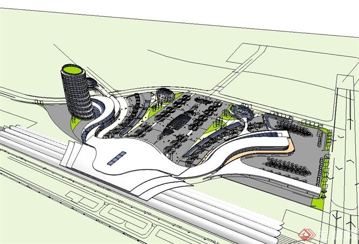 某现代风格详细高铁站改造设计su模型及效果图(6)