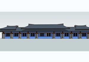 现代中式风格三都车站建筑设计SU(草图大师)模型及cad方案