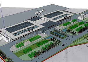 某现代风格机场改造建筑设计SU(草图大师)模型