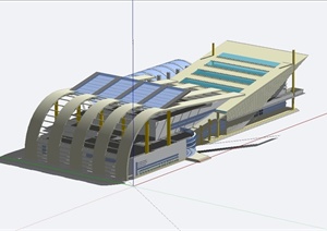 现代风格独特造型的车站建筑设计SU(草图大师)模型