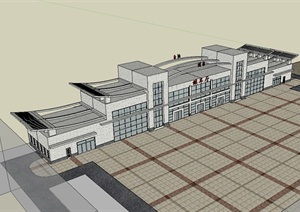 现代风格详细五原火车站建筑设计SU(草图大师)模型