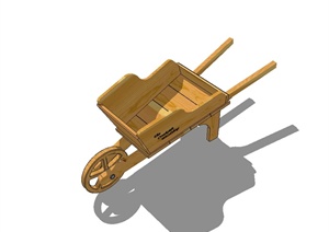 全木质手推独轮车设计SU(草图大师)模型