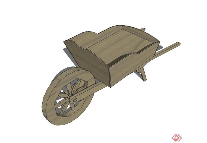 现代手推独轮车设计su模型(1)