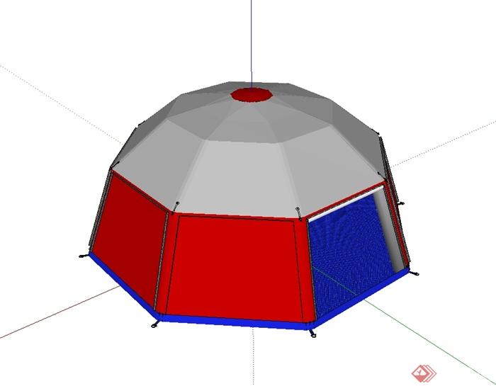 蒙古包帐篷详细设计su模型(2)