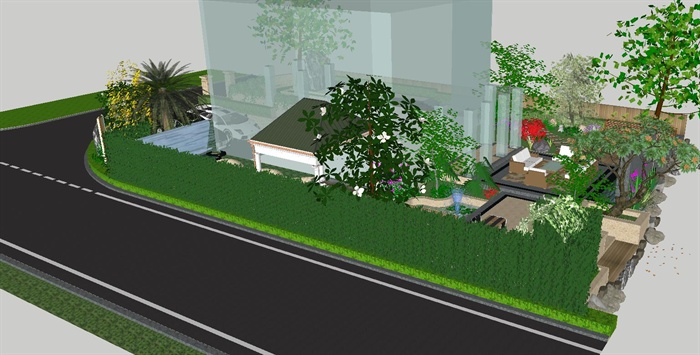 欧式别墅带庭院花园方案ＳＵ模型(4)