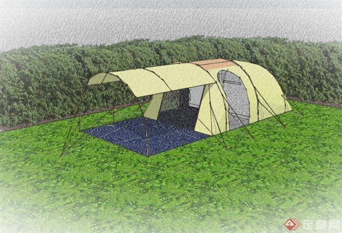 园林景观帐篷设计su模型(1)