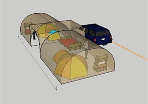 现代透明的帐篷设计SU(草图大师)模型