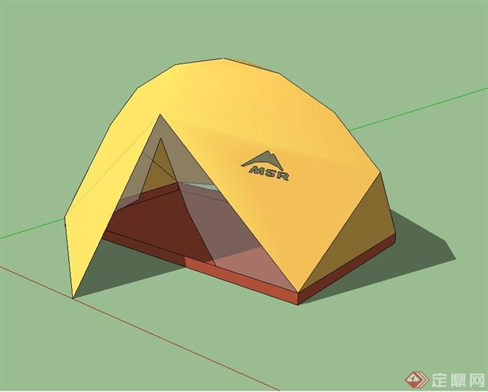 黄色帐篷设计su模型(1)