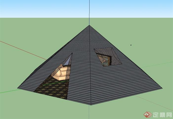 独特完整的露营帐篷设计su模型(1)