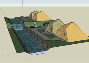 多个详细的帐篷设计SU(草图大师)模型