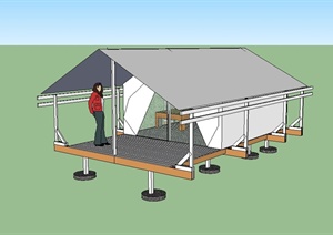 休闲的帐篷房设计SU(草图大师)模型