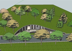 现代风格独特造型的公园公厕设计SU(草图大师)模型