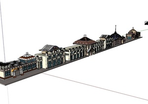 新民族风格餐厅建筑设计SU(草图大师)模型