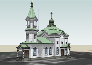 一个欧式小教堂详细建筑设计SU(草图大师)模型