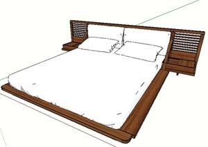 中式风格床榻素材设计SU(草图大师)模型