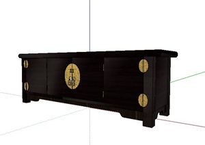 中式风格木质电视柜设计Su模型