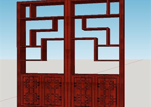中式红色博古架素材SU(草图大师)模型