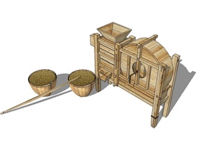 木质稻谷风车设计SU(草图大师)模型