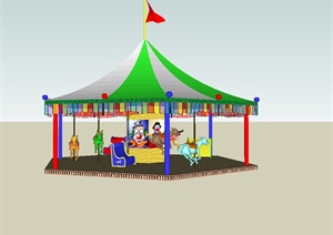旋转木马游乐设施帐篷设计SU(草图大师)模型