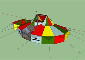 现代风格详细露营帐篷设计SU(草图大师)模型