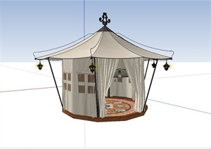 详细精致的帐篷设计SU(草图大师)模型