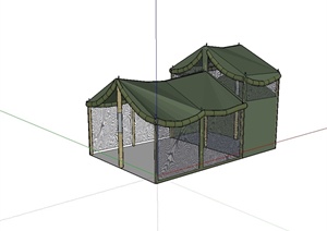 某独特造型的详细帐篷设计SU(草图大师)模型