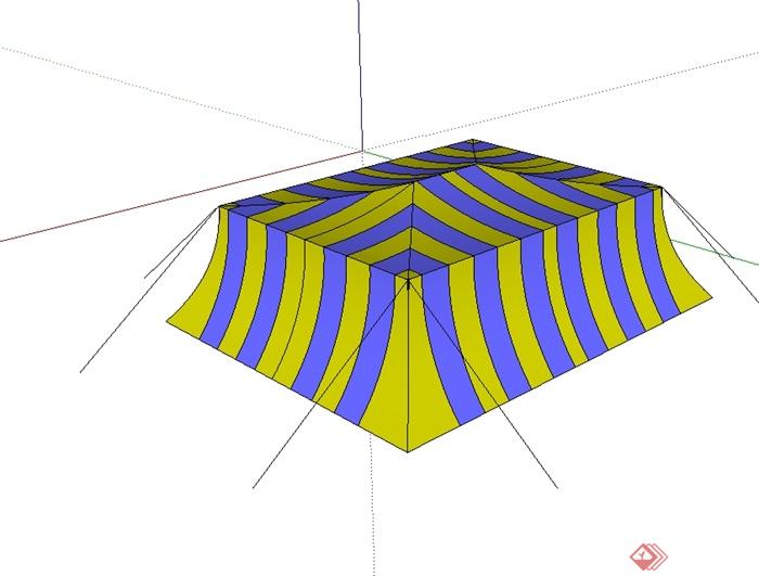 独特条纹帐篷设计su模型(2)