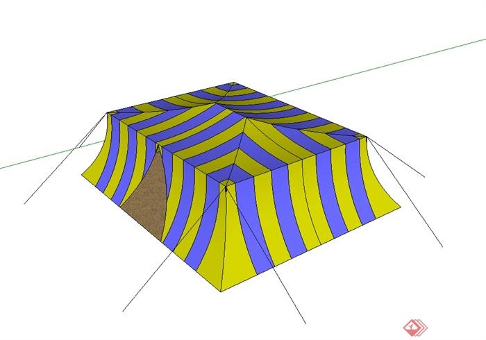 独特条纹帐篷设计su模型(1)