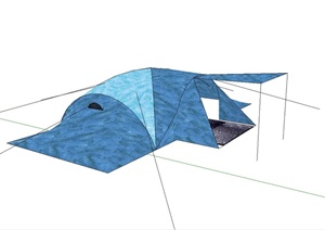 某蓝色详细完整的帐篷设计SU(草图大师)模型