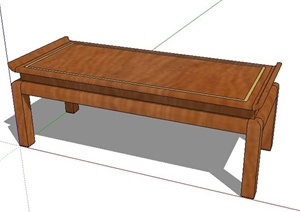 中式木质案台桌子SU(草图大师)模型