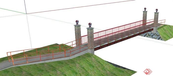 现代景观桥平桥su模型(1)