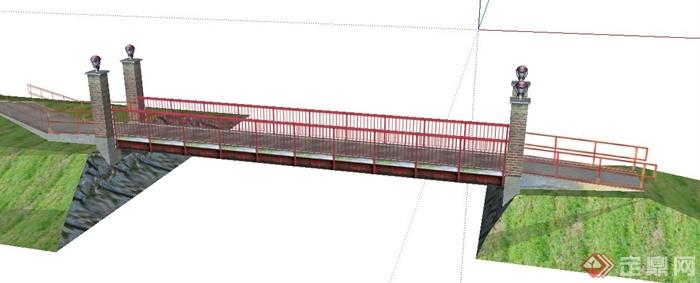 现代景观桥平桥su模型(3)