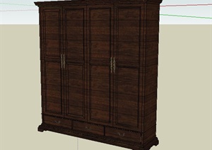 木质衣柜储物柜设计SU(草图大师)模型