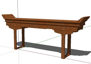 中式木雕花案台案桌SU(草图大师)模型