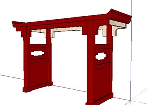 中式红色案桌案台设计SU(草图大师)模型