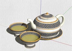 精美陶瓷茶具SU(草图大师)模型