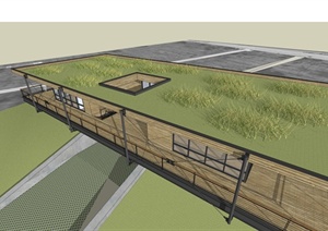 湿地公园监测站建筑方案ＳＵ模型