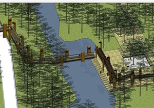 湿地公园观景廊道设计ＳＵ模型