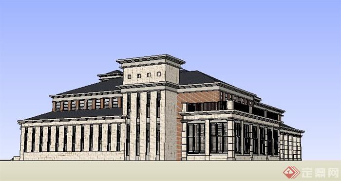 新古典风格会展中心建筑设计su模型(4)