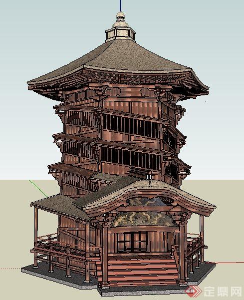 古典风格塔楼设计su模型(1)
