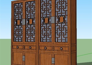 中式风格木质高柜设计SU(草图大师)模型