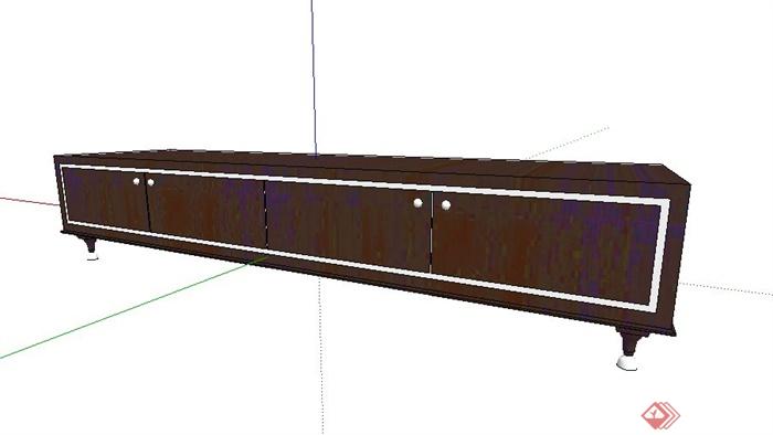 简约现代木质电视柜设计su模型(1)