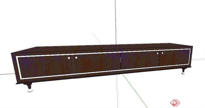简约现代木质电视柜设计su模型(2)