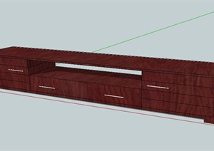简约中式木质电视柜SU(草图大师)模型