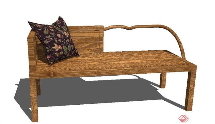 中式木沙发及靠枕su模型(2)